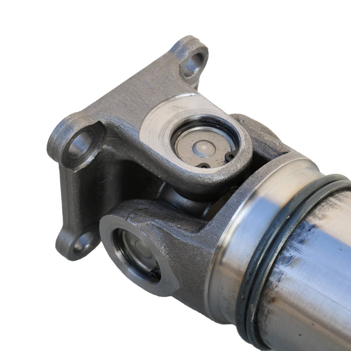 Rear driveshaft prop shaft bearing mount with black boot and circular seal housing