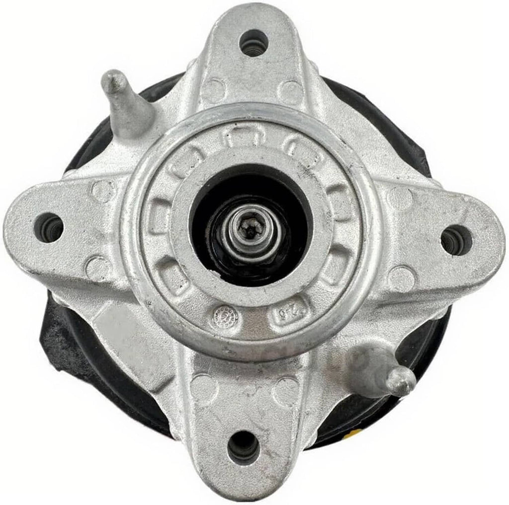 Front strut top mount plate with central bushing and four mounting holes.