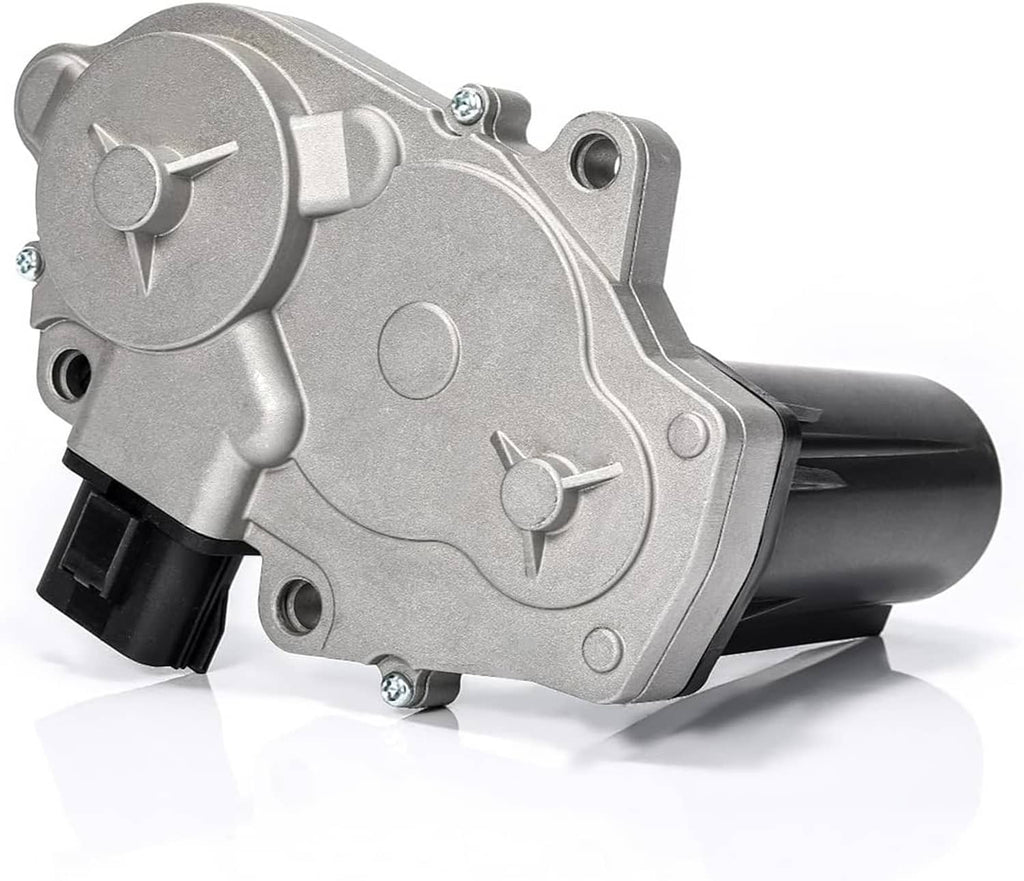 Transfer case shift actuator motor with silver housing and black electrical connector