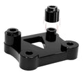 Black handlebar riser pull-back adapter bracket with mounting posts and triangular cutout