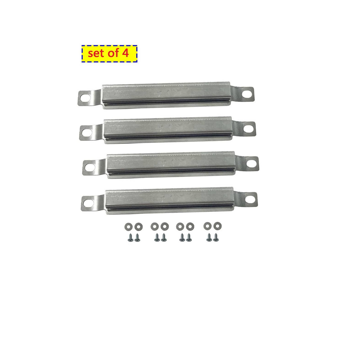 Set of 4 stainless heat plates with mounting brackets and screws, replacement kit