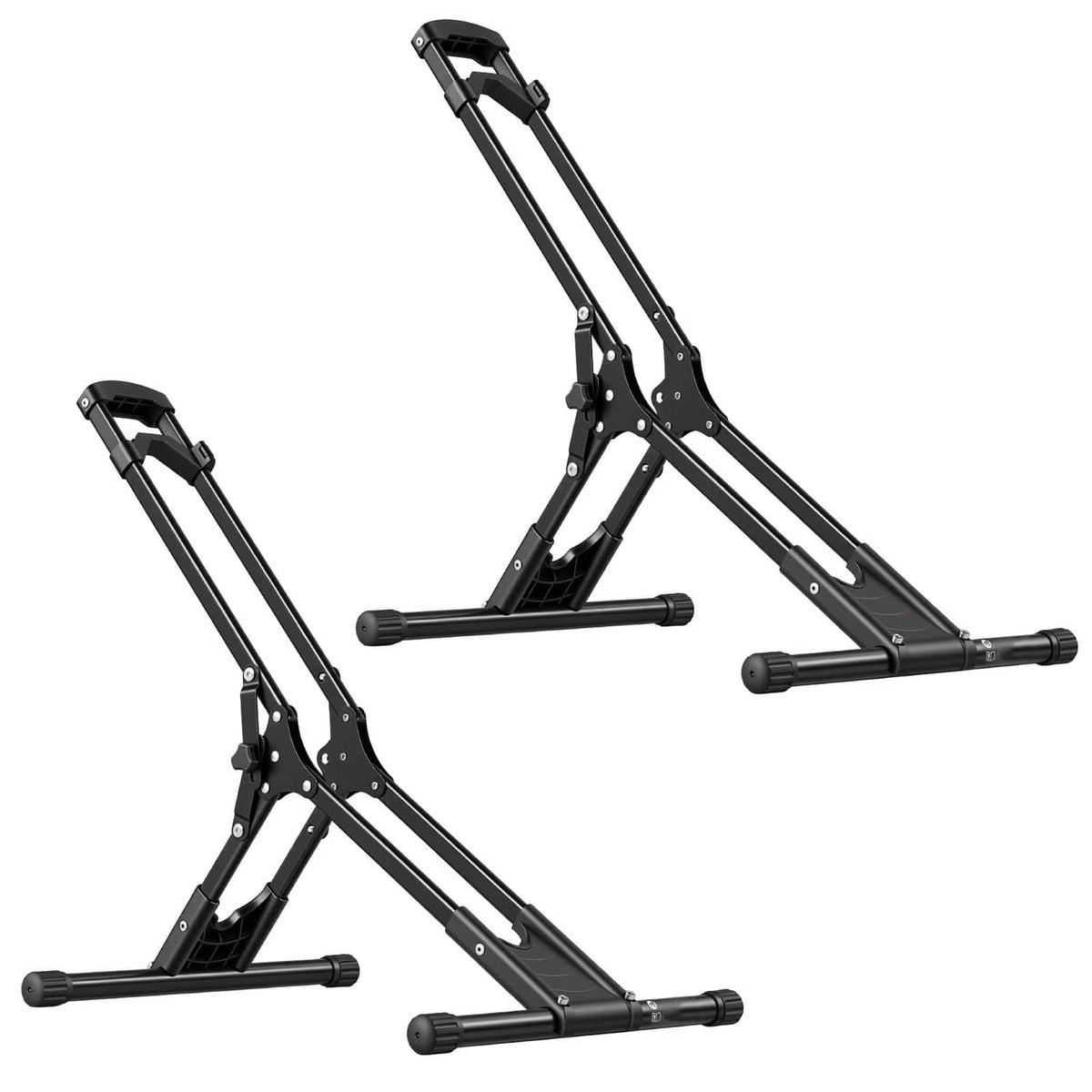 Foldable bike storage rack set of 2 with black adjustable side arms and rests