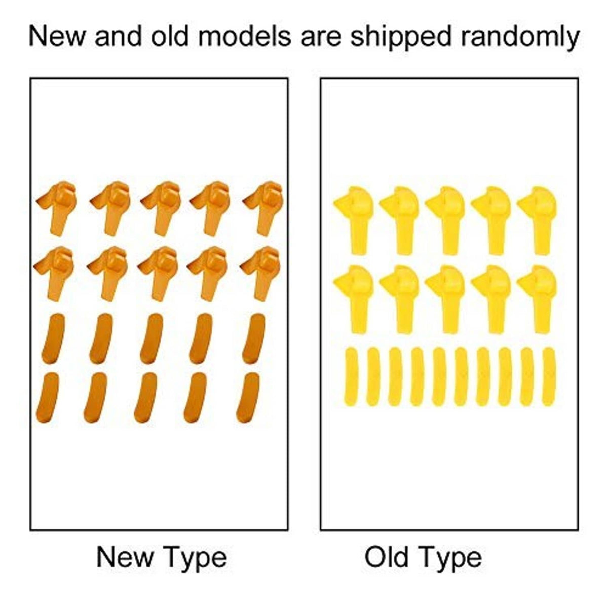 Yellow tire changer protector inserts shown in new vs old style sets