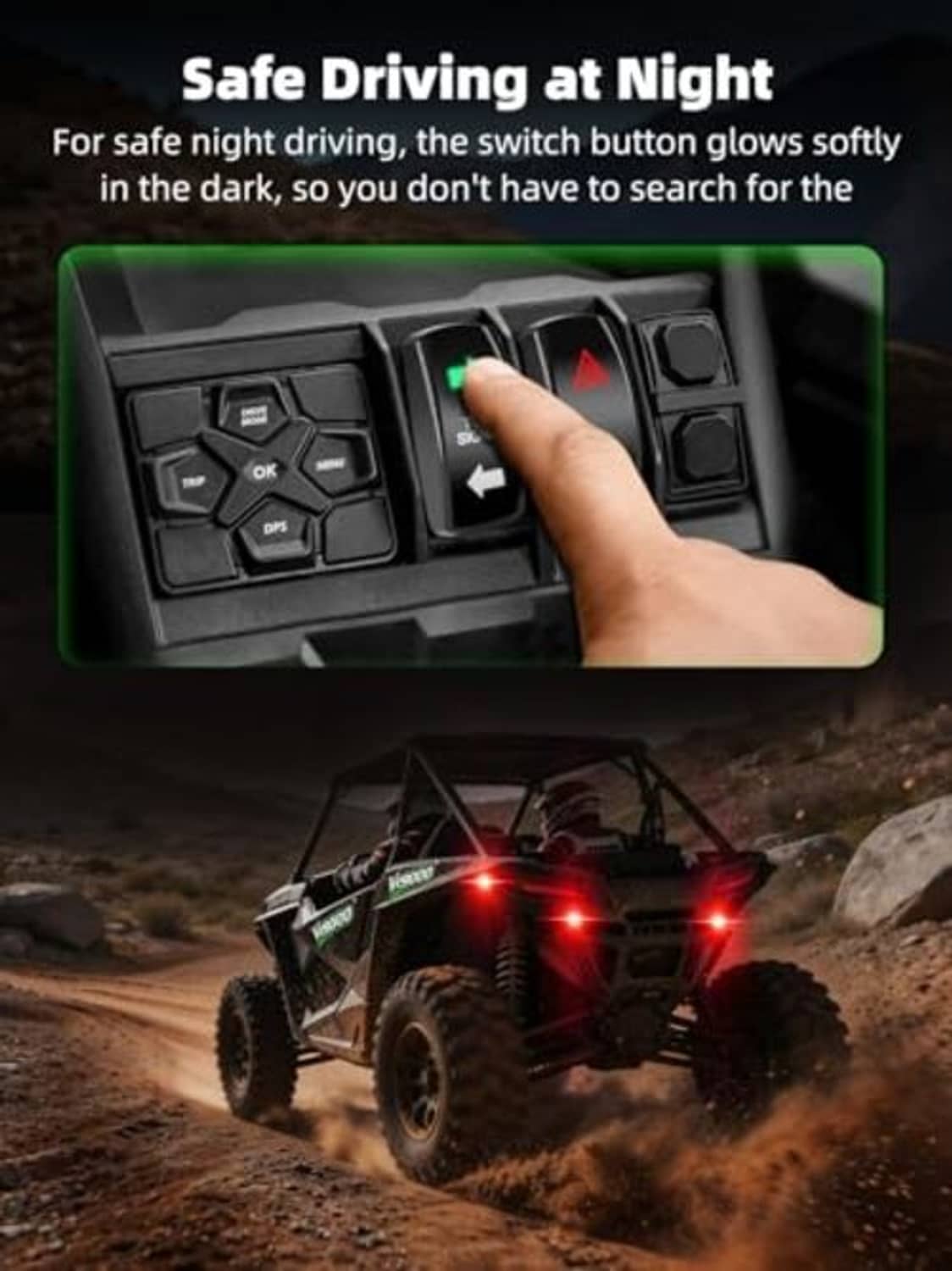 UTV turn signal kit switch box with illuminated buttons and wiring harness