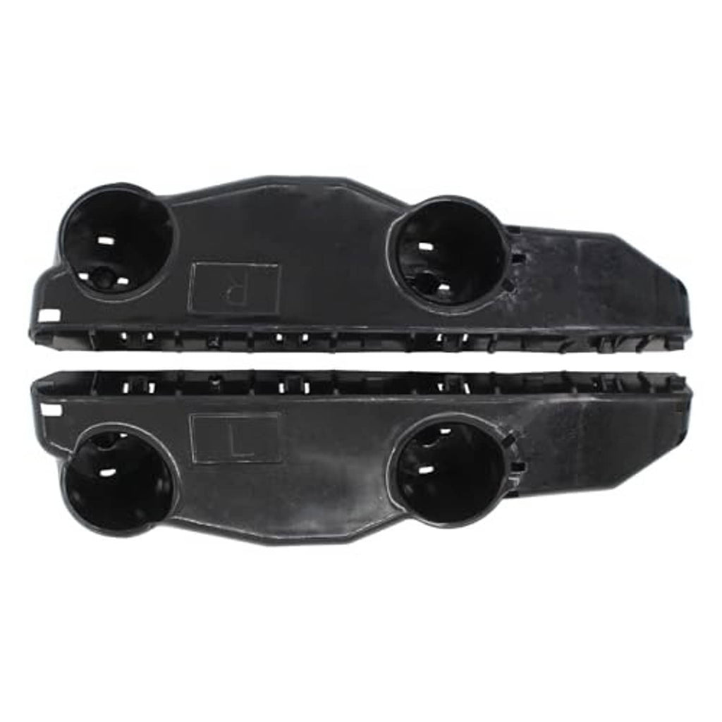 Front bumper bracket retainer clip, black plastic, paired curved support with mounting tabs