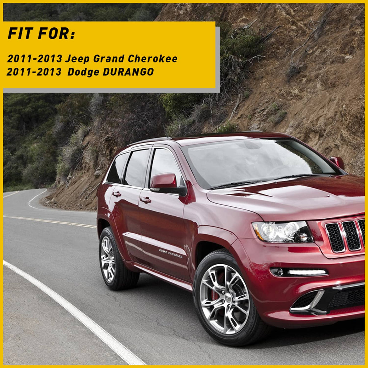 Red Jeep SUV with power window master switch fit graphic overlay
