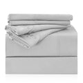 Light gray king sheet set with embroidered pillowcase and folded flat sheets