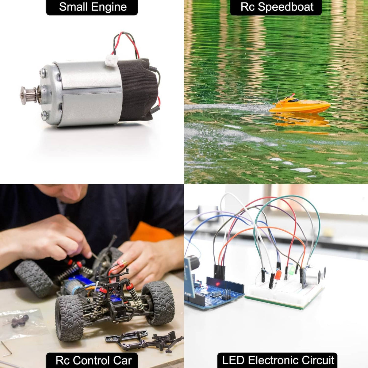 Multicolor 5-conductor electrical wiring set shown alongside small electronics