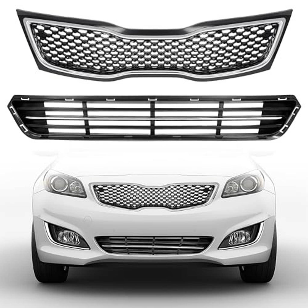 Front grilles with chrome-edged honeycomb upper mesh and black horizontal lower bars
