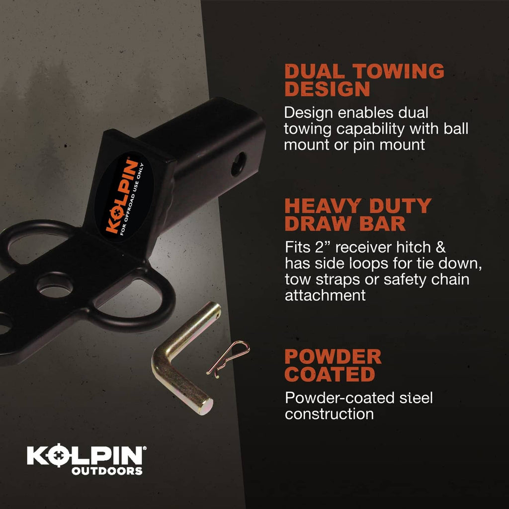 Black 3-way trailer hitch receiver with U-bolt draw bar and safety pin