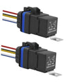 Waterproof 5-pin relay switch with black housing, blue sealing ring, and wire leads