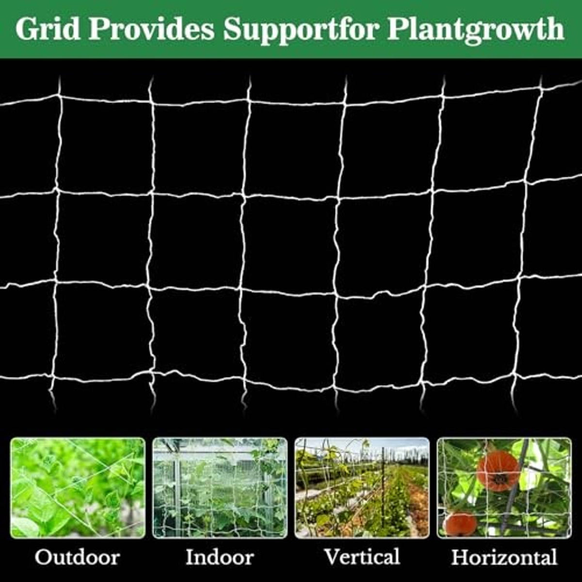 White square grid trellis netting sheet for supporting plant growth