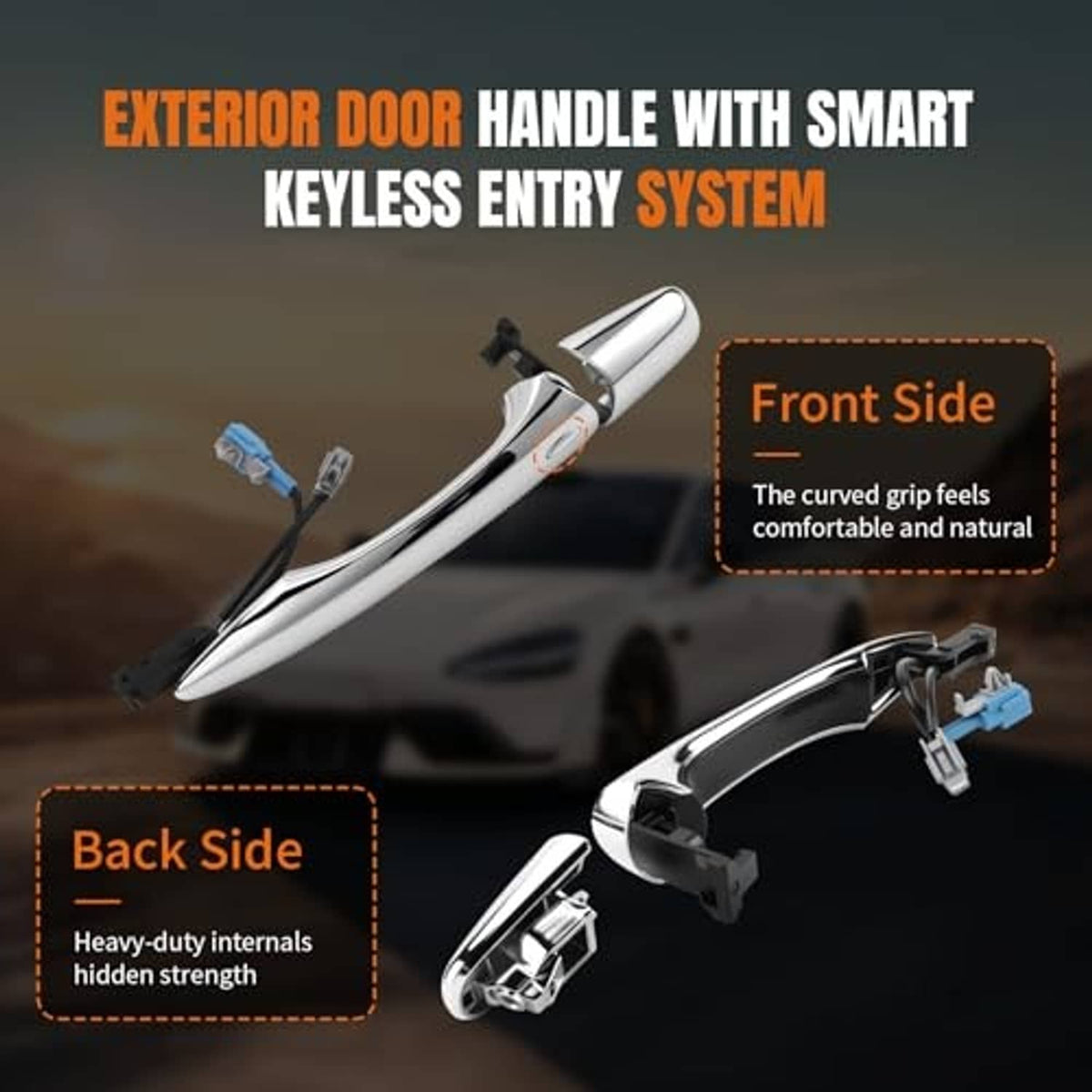 Front side exterior door handle with integrated keyless entry wiring connector