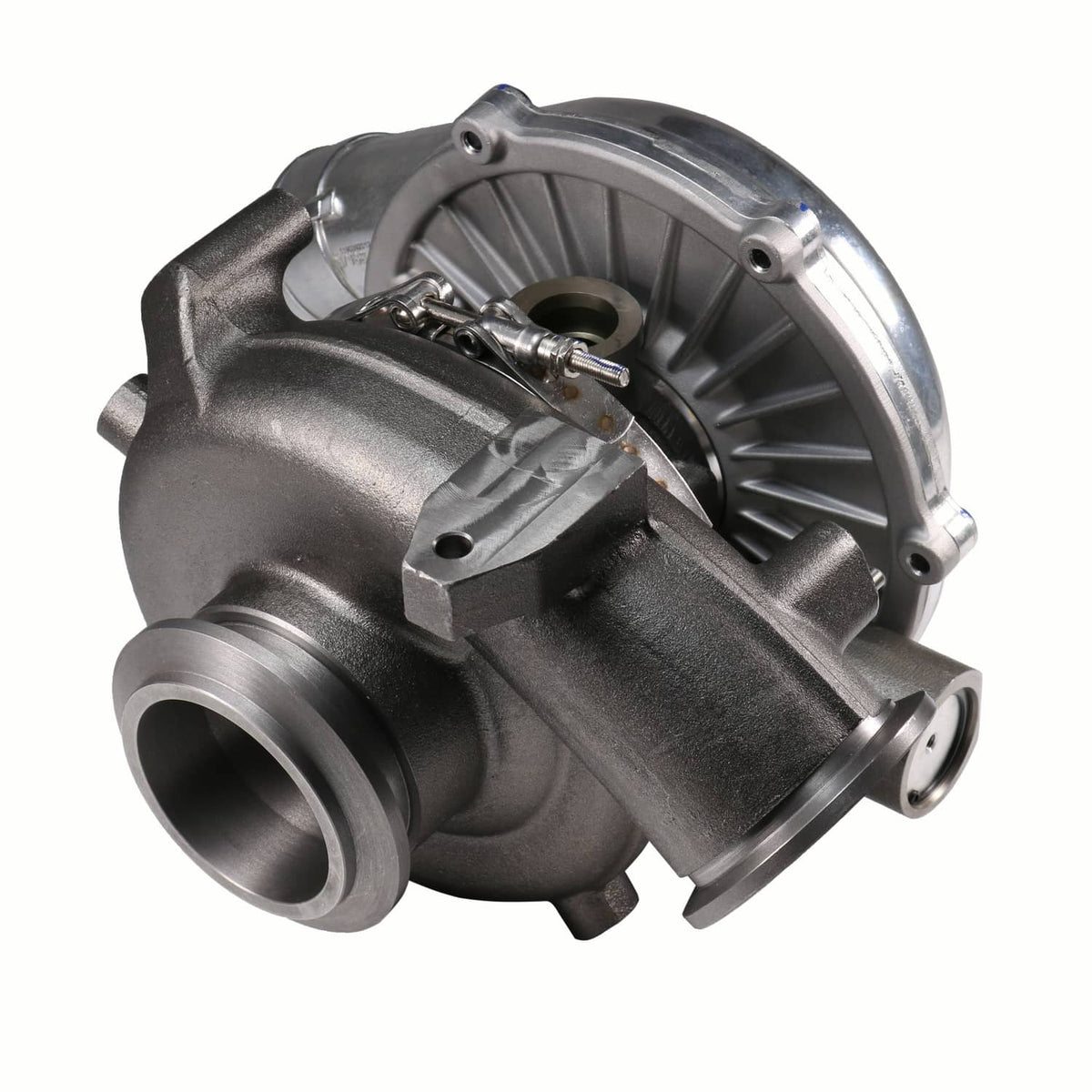 Turbocharger with vented compressor cover and side mounting points