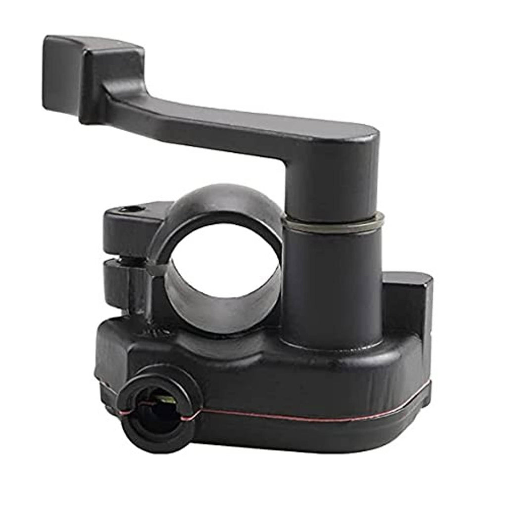 Black thumb throttle control assembly with top lever and circular mounting ring