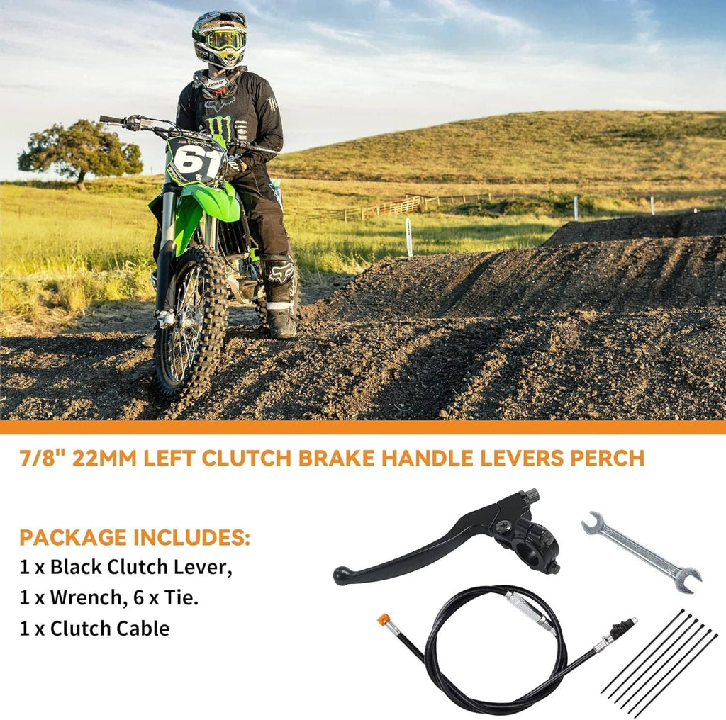 Black left clutch brake handle lever perch with included cable and wrench