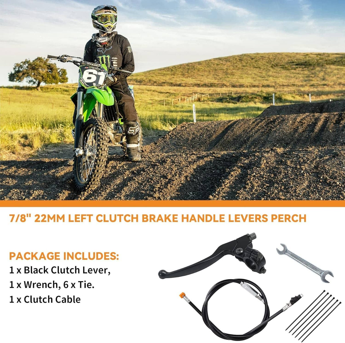 Black left clutch brake handle lever perch with included cable and wrench