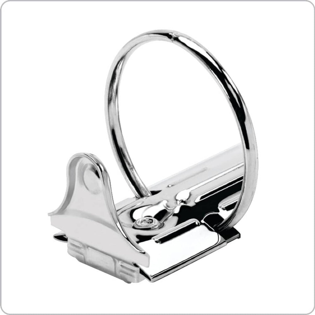 Silver metal 3-ring binder mechanism with round rings and hinge