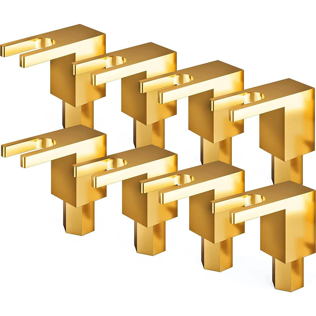 Gold plated right-angle spade plug connectors with fork terminals, metal, shiny finish