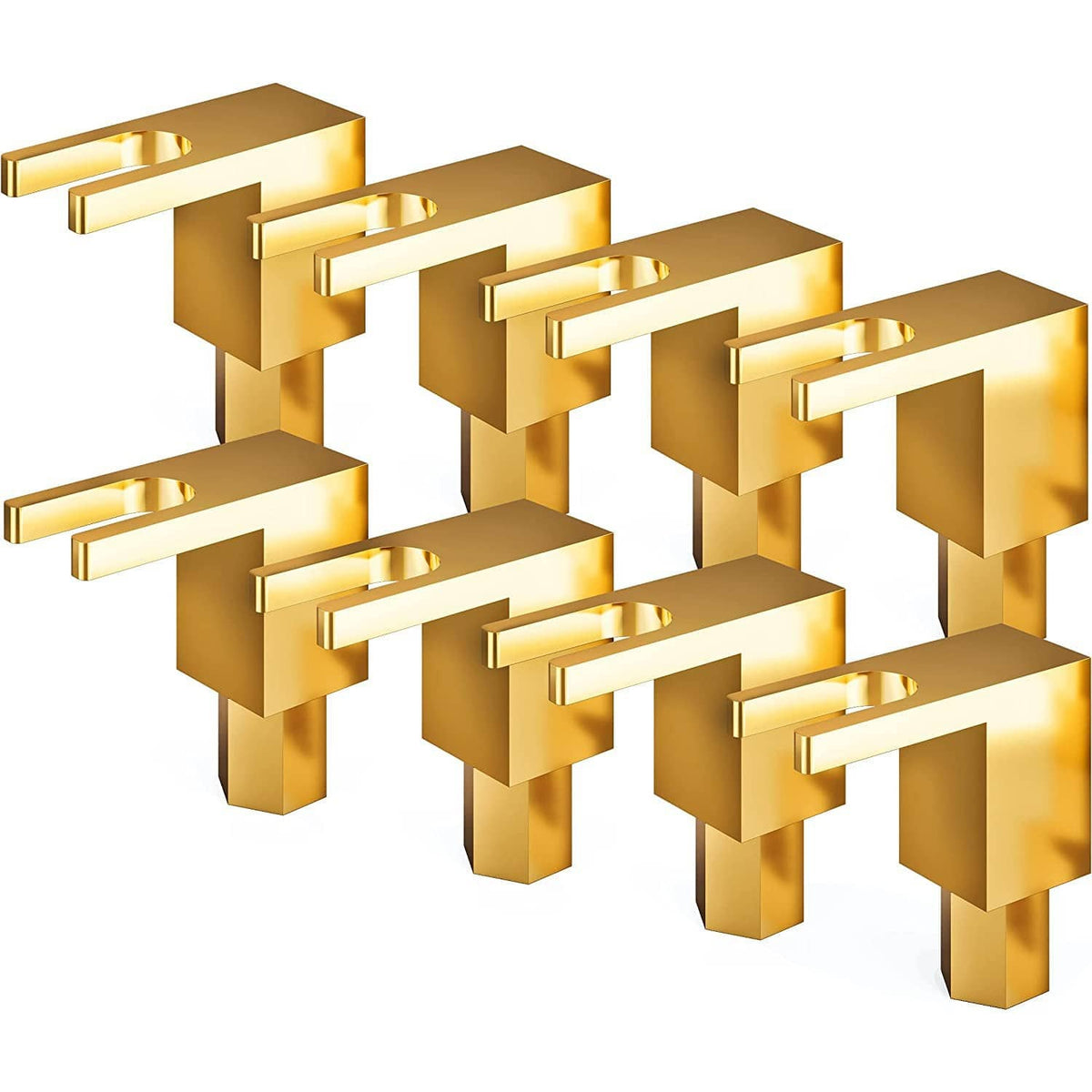 Gold plated right-angle spade plug connectors with fork terminals, metal, shiny finish