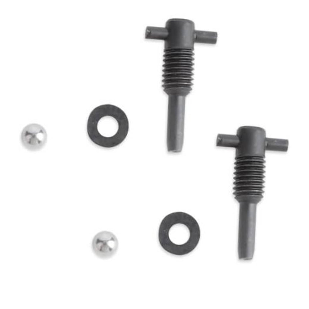 Hydraulic jack oil release valve set: two black valves, two washers, two screws