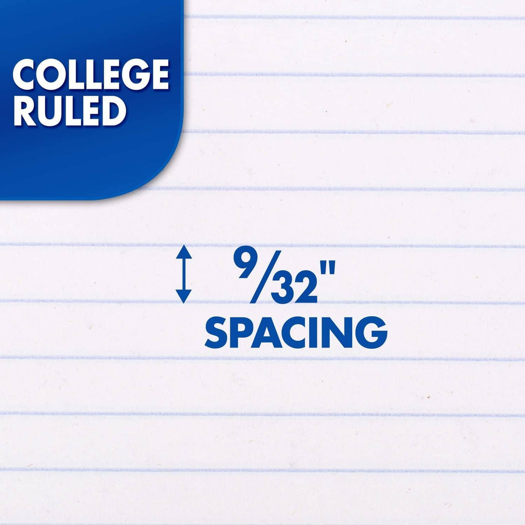 College-ruled notebook paper detail with 9/32 inch line spacing