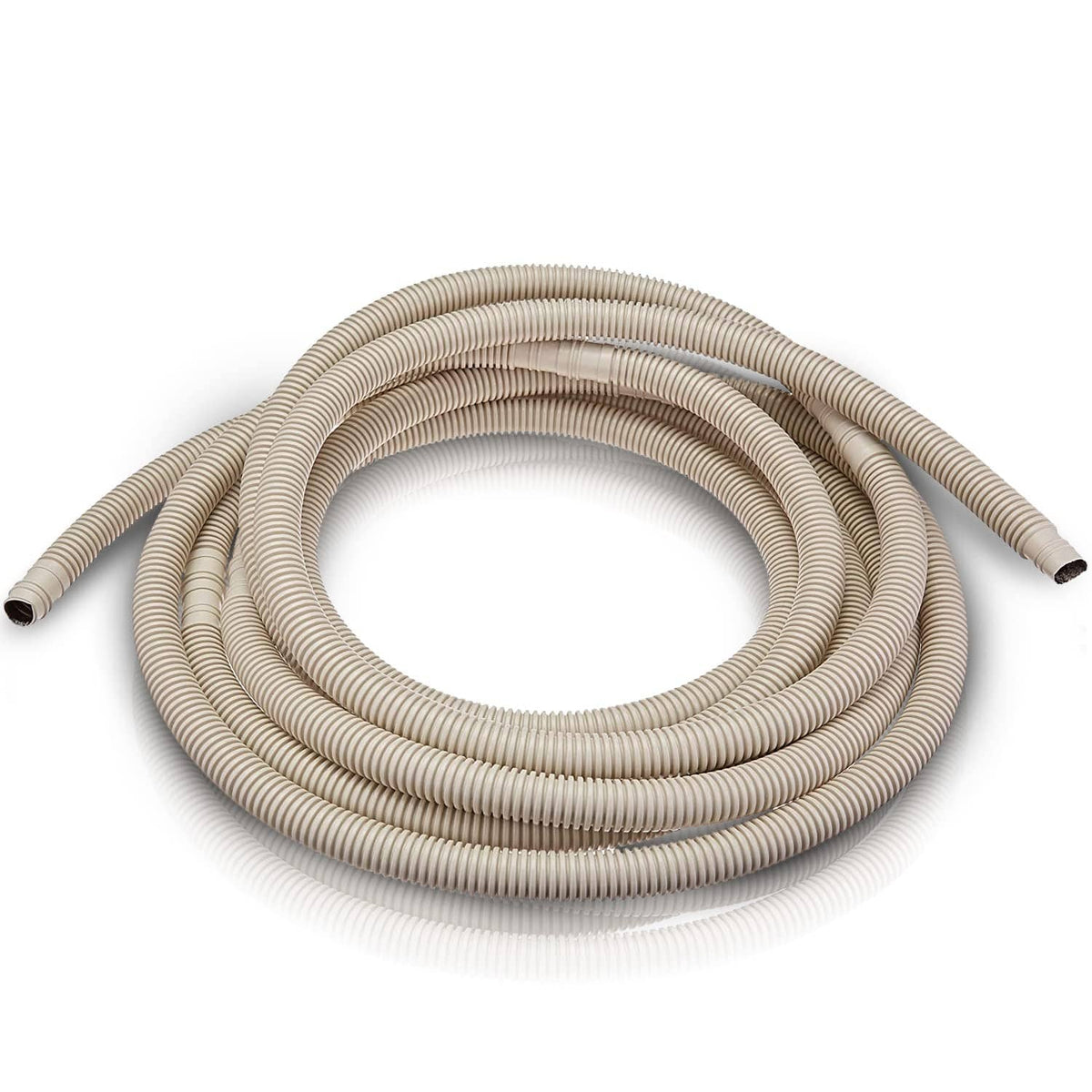 20 ft corrugated drain hose line, tan with ribbed tubing, for mini split condensate