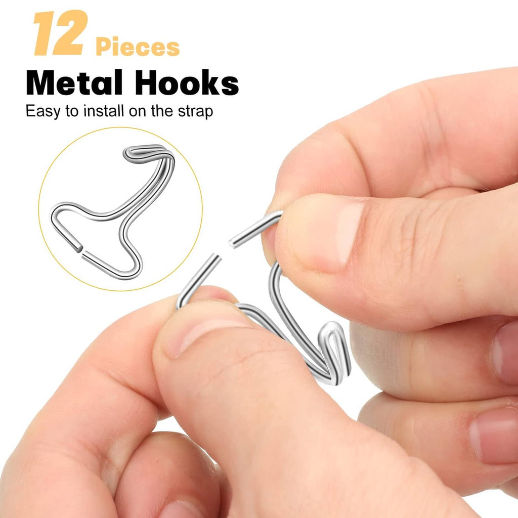 Silver metal car cover hooks held in fingertips for installation