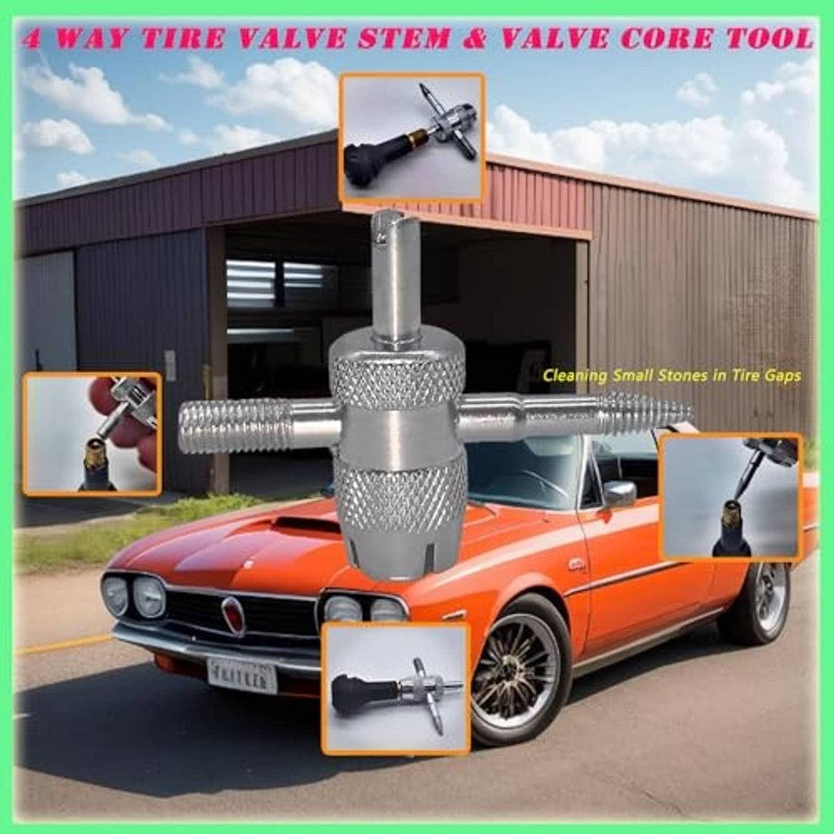 Valve core and valve stem tool with knurled lever and threaded core removal end