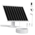 White solar panel charger kit with black photovoltaic panel and coiled charging cable