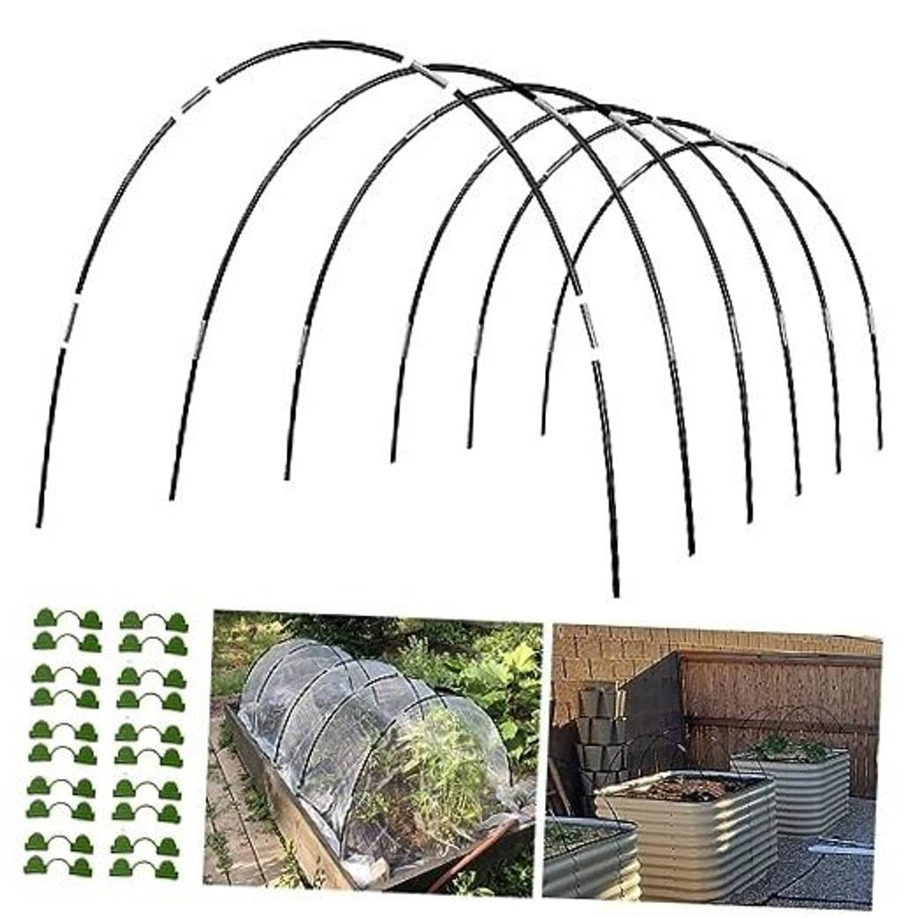 Metal greenhouse hoop frames, curved arched rods in black for garden grow tunnels