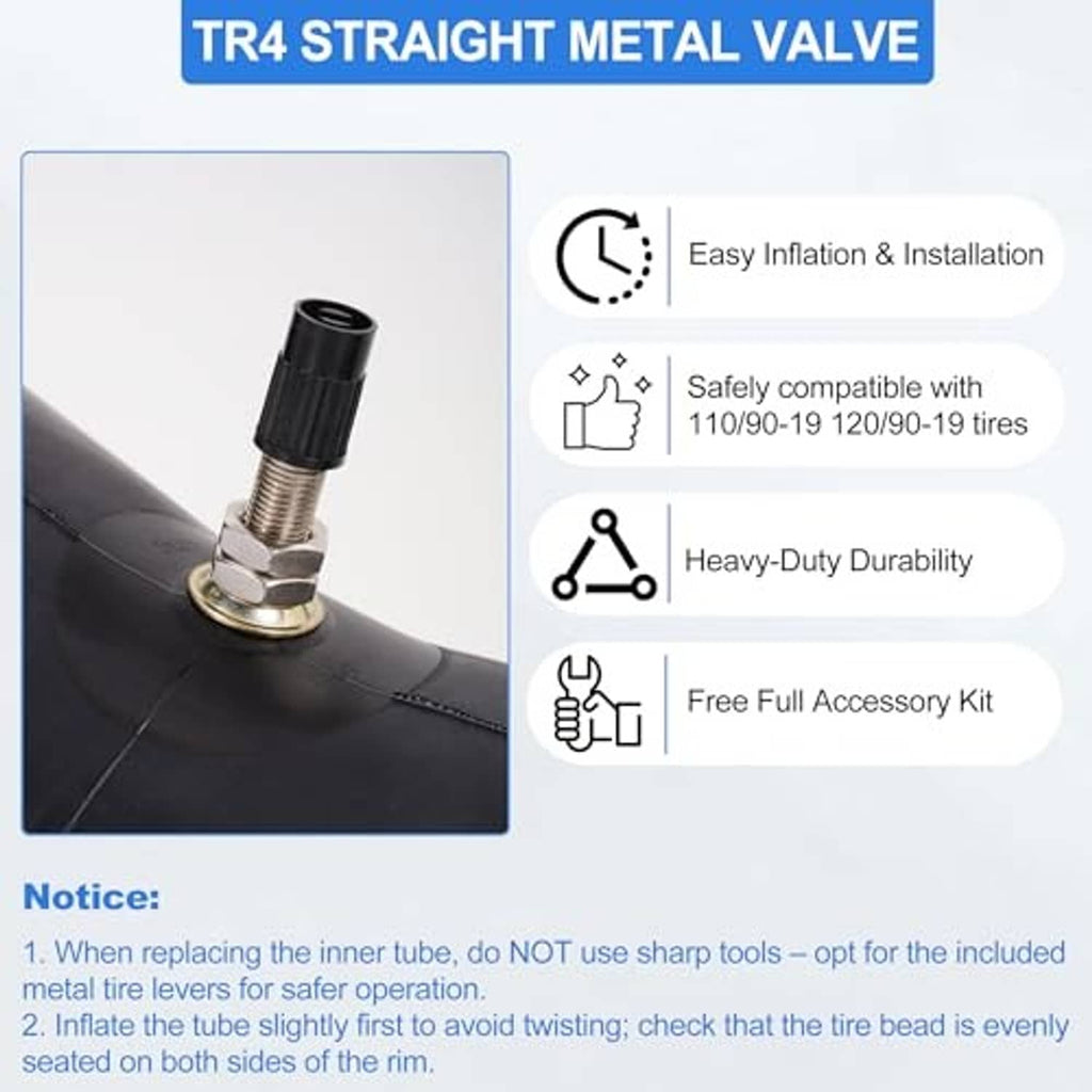 TR4 straight metal valve stem on a black inner tube section