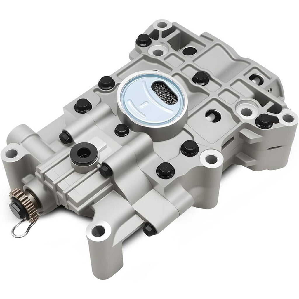 Engine oil balance shaft pump assembly with highlighted circular filter screen and oil passage