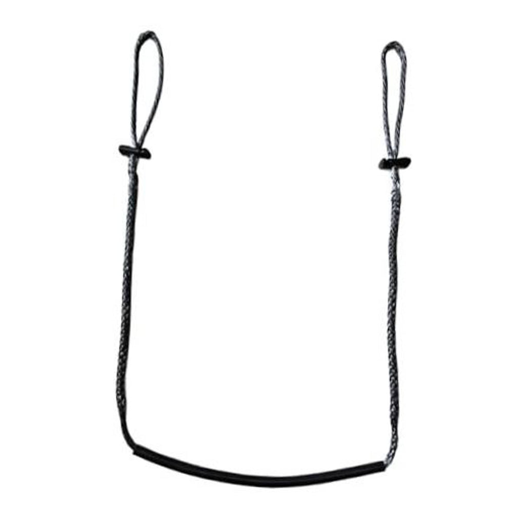 Climbing stick aider with two looped cords and black non-slip rubber tube