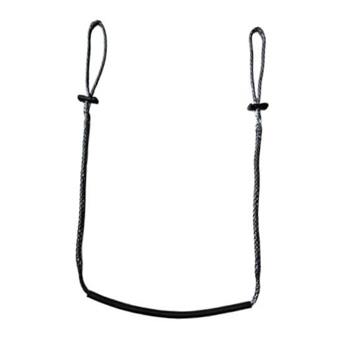 Climbing stick aider with two looped cords and black non-slip rubber tube