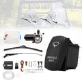 12V electric windshield wiper motor kit with wiper blades, reservoir, and wiring parts