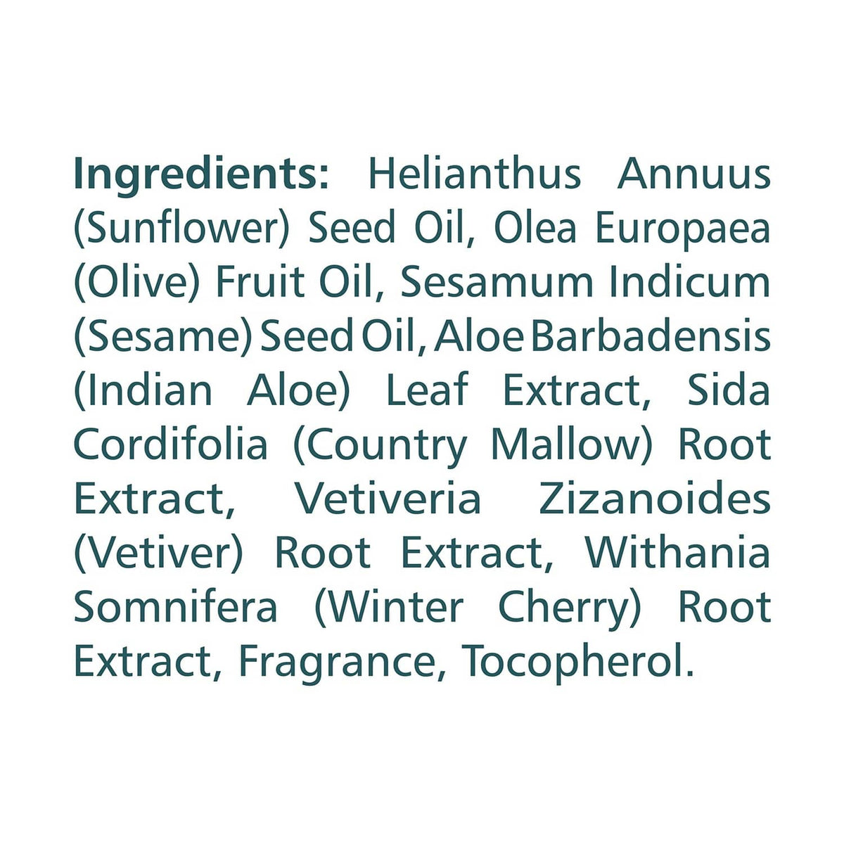 Baby oil ingredients list: sunflower, olive, sesame oils, aloe extract, vitamin E