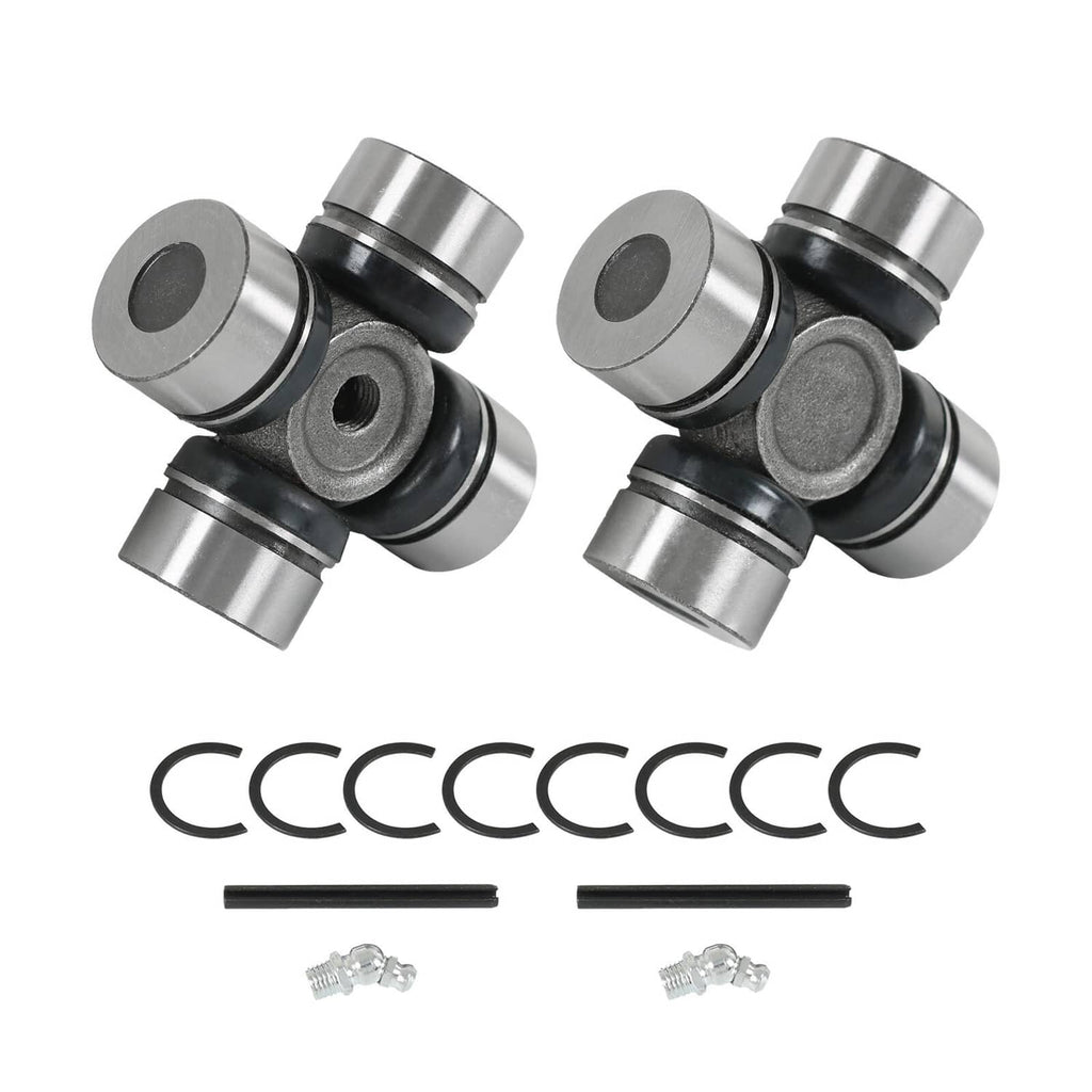 Front prop shaft U-joint kit with two silver cross joints and black seals
