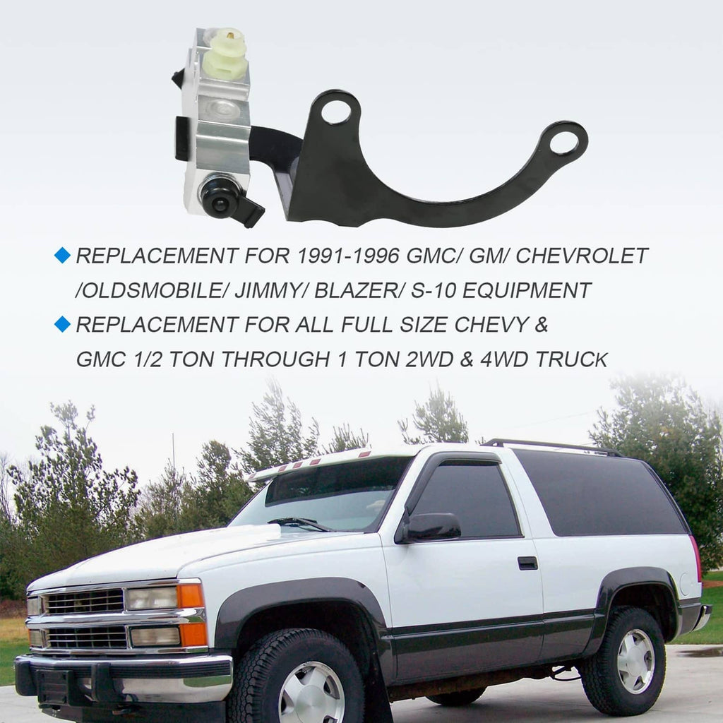 Brake proportioning valve with black support bracket, silver body, and pale green connector