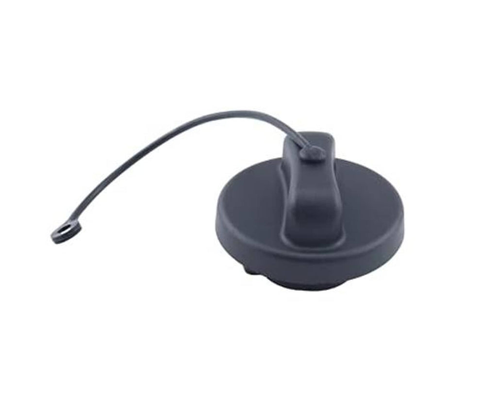 Diesel fuel tank filler cap with tether and raised center spout, dark gray