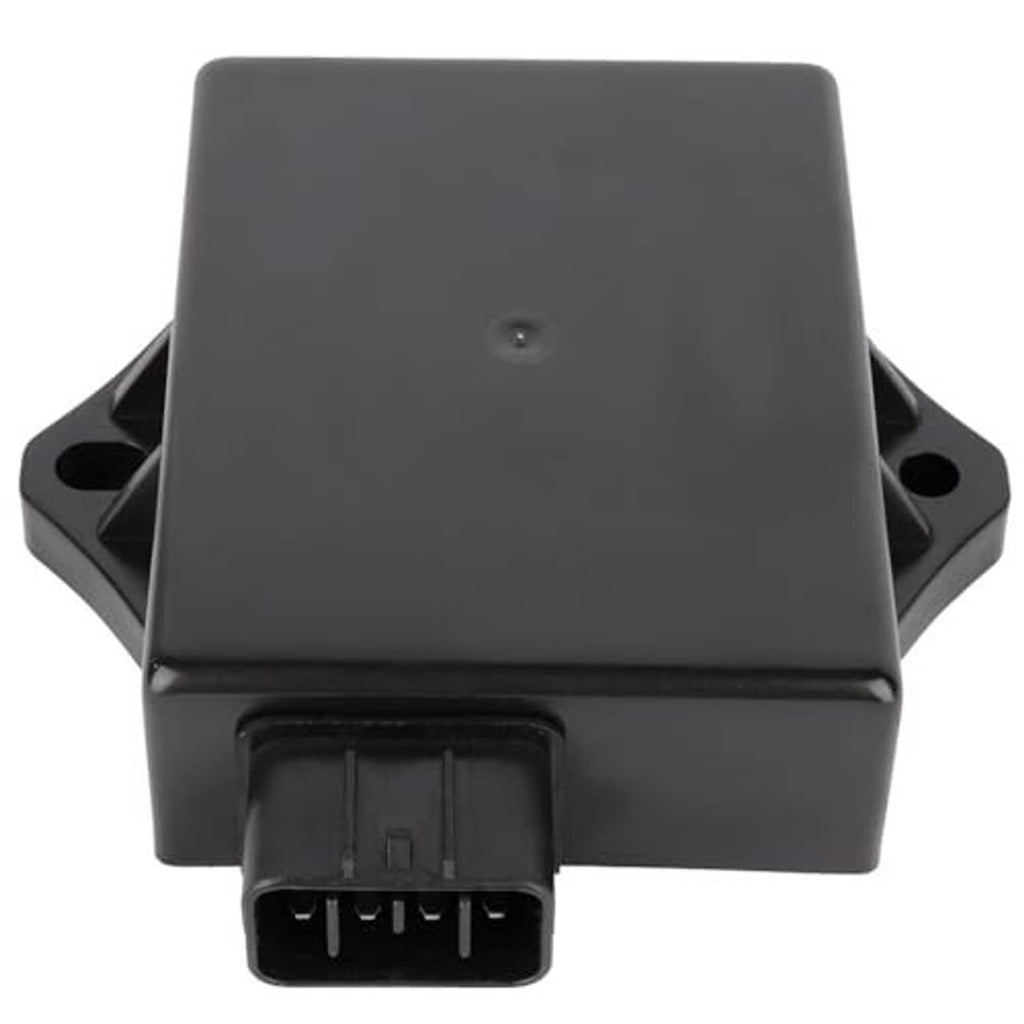 Dark ignition CDI module box with front 8-pin plug and side mounting tabs.