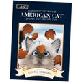 Lang 13-month pocket planner with navy cover and American cat artwork, illustrated leaves