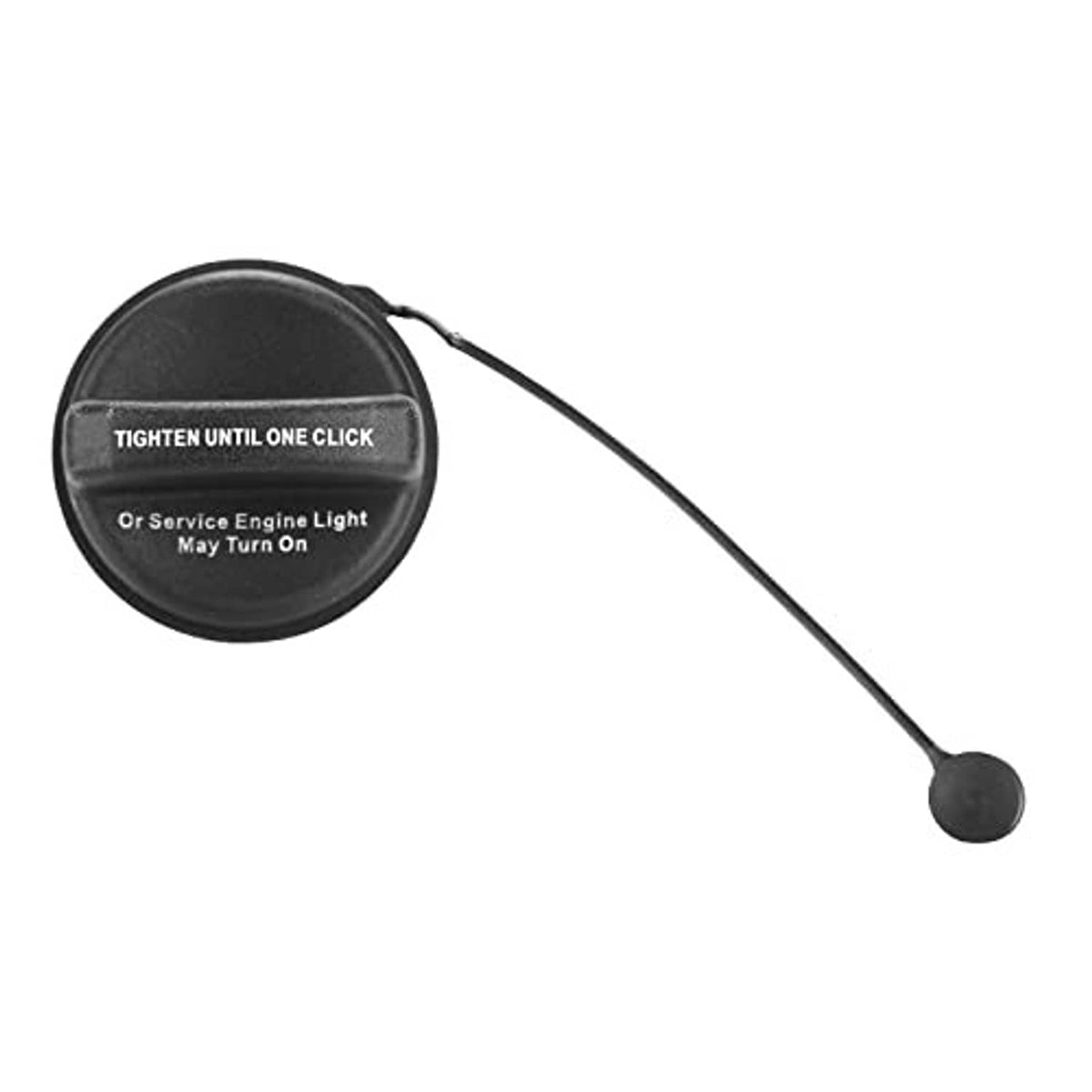 Fuel tank filler cap with long tether cord and black cap