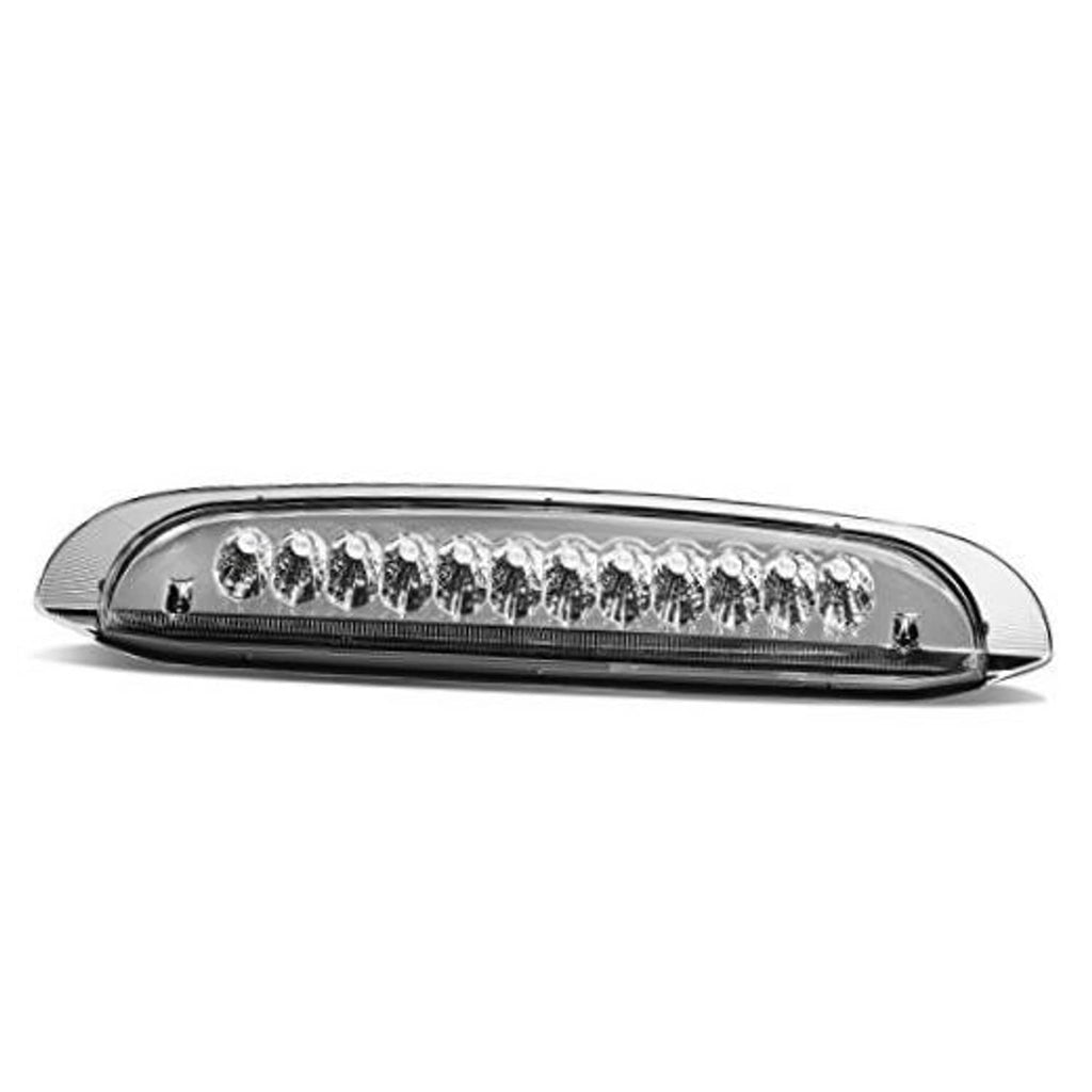 Chrome LED third brake light housing with clear lens and multiple LED segments