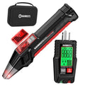Circuit breaker finder tool with LCD display and black case, red backlit sensor
