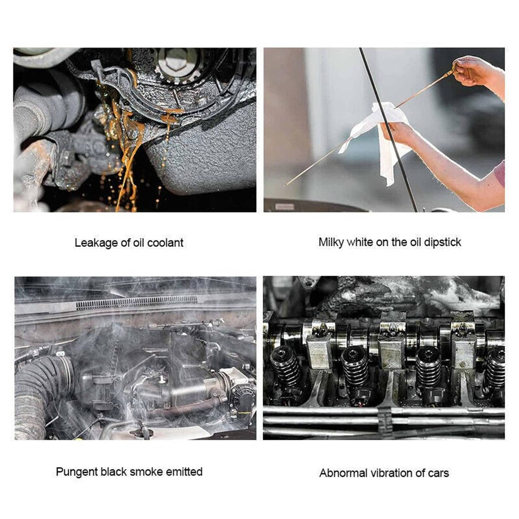 Oil cooler usage scene showing engine bay issues like oil leakage and vibration (collage)