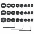 Assorted black drill bit depth stop collars plus hex wrench set