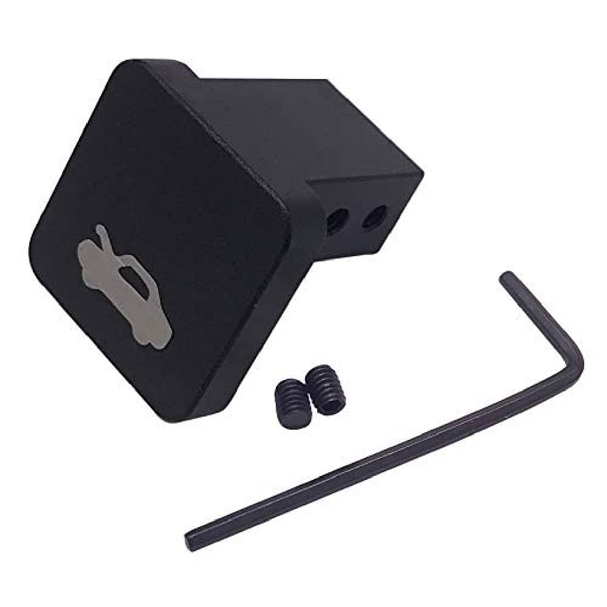 Hood latch release handle repair kit with black billet handle, screws, and hex key