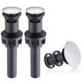 Two-pack universal sink drain with overflow, chrome stopper and matte black body