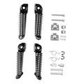 Front passenger foot pegs, black with raised diamond anti-slip texture and mounting holes